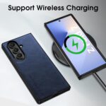 Samsung Galaxy Z Fold 7 X-level, Thin Slim Premium PU Leather | Bumper | Shockproof Protection | Folding Phone Case | Blue - Image 4