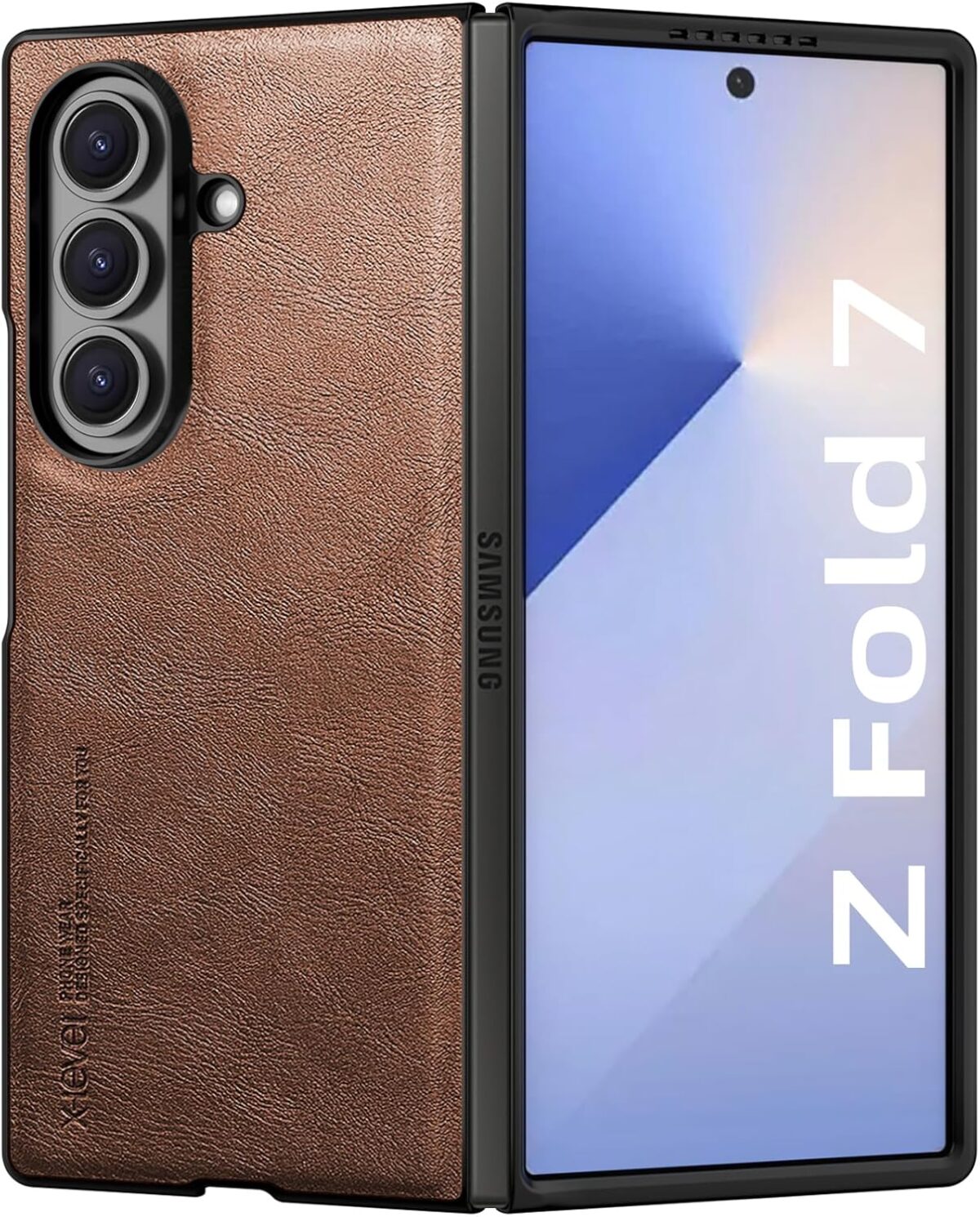 Samsung Galaxy Z Fold 7 X-level, Thin Slim Premium PU Leather | Bumper | Shockproof Protection | Folding Phone Case | Brown - Image 2