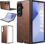 Samsung Galaxy Z Fold 7 X-level, Thin Slim Premium PU Leather | Bumper | Shockproof Protection | Folding Phone Case | Brown