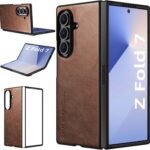 Samsung Galaxy Z Fold 7 X-level, Thin Slim Premium PU Leather | Bumper | Shockproof Protection | Folding Phone Case | Brown