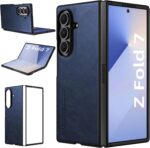 Samsung Galaxy Z Fold 7 X-level, Thin Slim Premium PU Leather | Bumper | Shockproof Protection | Folding Phone Case | Blue