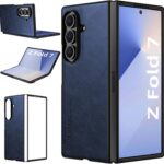 Samsung Galaxy Z Fold 7 X-level, Thin Slim Premium PU Leather | Bumper | Shockproof Protection | Folding Phone Case | Blue