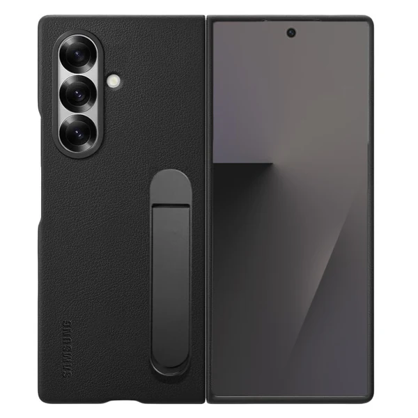 Samsung Galaxy Z Fold 7 Kind Suit Leather Protective Shell Case Cover with Stand - Black