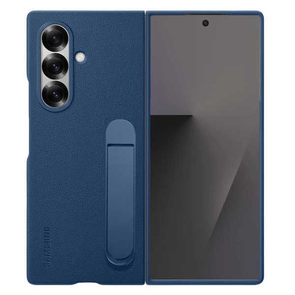 Samsung Galaxy Z Fold 7 Kind Suit Leather Protective Shell Case Cover with Stand - Blue