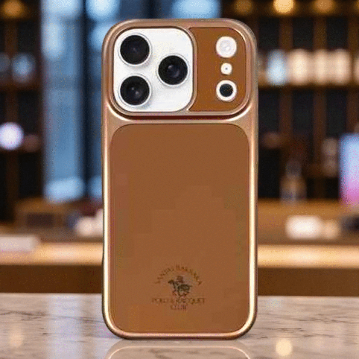 iPhone 17 Pro Max Santa Barbara Polo Lucas Series Leather Magsafe Case With Camera Protection Gold - Image 1