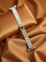 Elegant Ladies Metal Chain Strap with Sparkling Stones for Apple Watch 42/44/45/46/49mm Ultra & Ultra 2 – Gold (Design11) - Image 2