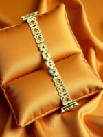 Elegant Ladies Metal Chain Strap with Sparkling Stones for Apple Watch 42/44/45/46/49mm Ultra & Ultra 2 – Gold (Design2)