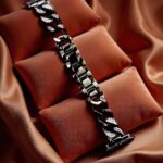 Elegant Ladies Metal Chain Strap with Sparkling Stones for Apple Watch 42/44/45/46/49mm Ultra & Ultra 2 – Black (Design4)