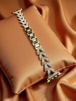 Elegant Ladies Metal Chain Strap with Sparkling Stones for Apple Watch 42/44/45/46/49mm Ultra & Ultra 2 – Gold (Design5) - Image 2