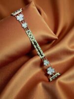 Elegant Ladies Metal Chain Strap with Sparkling Stones for Apple Watch 42/44/45/46/49mm Ultra & Ultra 2 – Gold (Design6)