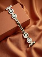 Elegant Ladies Metal Chain Strap with Sparkling Stones for Apple Watch 42/44/45/46/49mm Ultra & Ultra 2 – Gold (Design8)