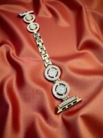 Elegant Ladies Metal Chain Strap with Sparkling Stones for Apple Watch 42/44/45/46/49mm Ultra & Ultra 2 – Gold (Design8) - Image 2