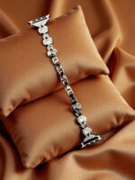 Elegant Ladies Metal Chain Strap with Sparkling Stones for Apple Watch 42/44/45/46/49mm Ultra & Ultra 2 – Gold (Design9)