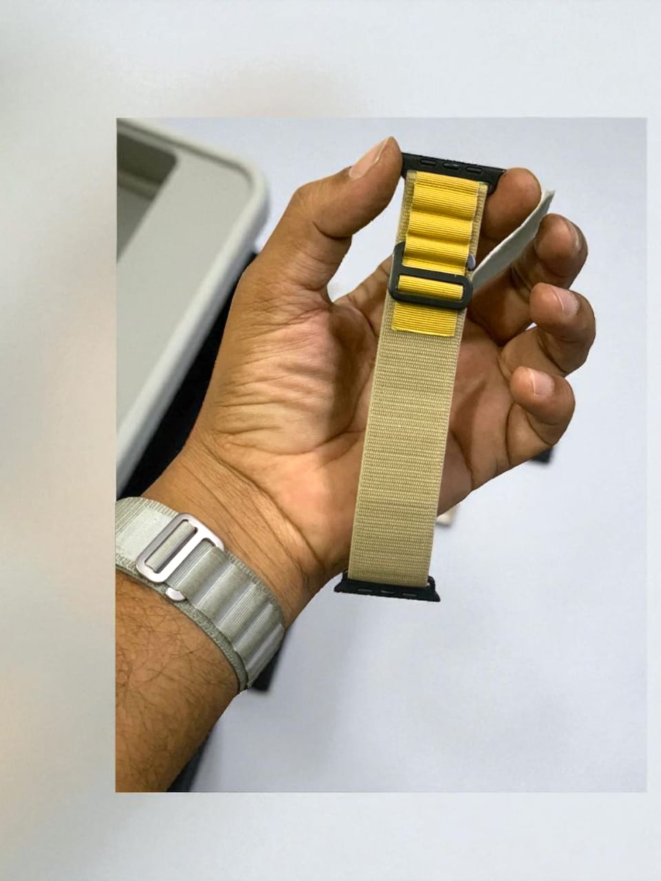 Alpine-loop-Series-11-Olive-2 42mm-44mm-45mm-49mm Premium Olive Nylon Alpine Loop Band for Apple Watch Series 11 With Black Connector & Buckle - Image 2