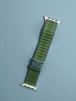 42mm-44mm-45mm-49mm Apple Watch Series 11 Fabric Loop Band Green with Black Connector & Parachute Lock Buckle