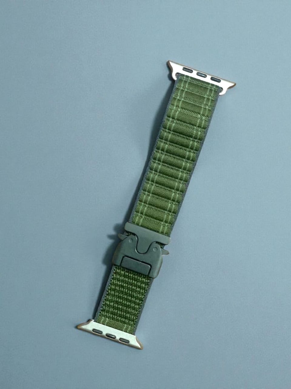 fabric-loop-With-Parashute-Buckle-Green-1 42mm-44mm-45mm-49mm Apple Watch Series 11 Fabric Loop Band Green with Black Connector & Parachute Lock Buckle - Image 1