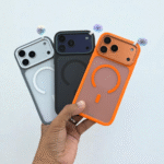 iPhone 17 Pro Max Youngkit Magsafe PC Case with Colored Camera Bezels Stylish Shockproof Protective Back Cover in Orange, Black & Silver