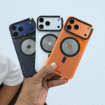 iPhone 17 Pro Max Youngkit Cyber CD Case with MagSafe – Stylish Shockproof Protective Back Cover in Orange, Black & White