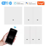 Modern WiFi Luxury Manual Push Button Smart Switch 1/2/3 Gang Compatible with Tuya & Smart Life App – Remote Control & Timer