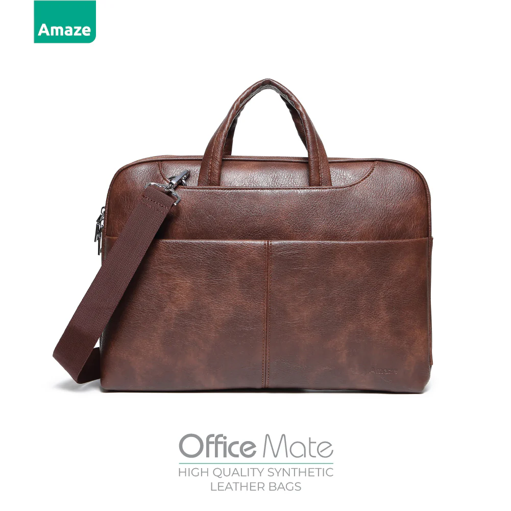 9_5eef4ea8-5184-47ec-9fe8-b57d217a198c Amaze Office Mate 100% Synthetic Leather Laptop Bag | A920 for 14–15.6 Inch – Premium Professional Office Carry Bag - Image 1