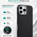 iPhone 16 Pro / 16 Pro Max X-Level Skin Feel Leather Case – Black