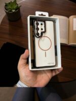 Samsung S25 Ultra Henks Noble Pro Mag Series Stand Case – Slim Transparent Cover with Colored Border & Magnetic Ring Support - Image 2