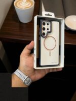 Samsung S25 Ultra Henks Noble Pro Mag Series Stand Case – Slim Transparent Cover with Colored Border & Magnetic Ring Support - Image 4