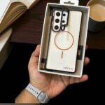 Samsung S25 Ultra Henks Noble Pro Mag Series Stand Case – Slim Transparent Cover with Colored Border & Magnetic Ring Support