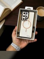 Samsung S25 Ultra Henks Noble Pro Mag Series Stand Case – Slim Transparent Cover with Colored Border & Magnetic Ring Support