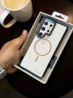 Samsung S25 Ultra Henks Noble Pro Mag Series Stand Case – Slim Transparent Cover with Colored Border & Magnetic Ring Support - Image 3