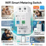 Tuya 63A Wifi Smart Energy Power Consumption 2p Meter Circuit Breaker with Leakage Protection Time Relay Switch App Control | Wifi Switch | Wifi Switches
