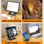 Portable Desktop Metal Tablet Holder with 360° Rotation – Foldable, Adjustable Stand for iPads, Tablets & Smartphones – Study, Office & Home Use - Image 4
