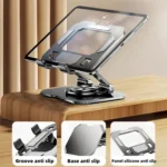 Portable Desktop Metal Tablet Holder with 360° Rotation – Foldable, Adjustable Stand for iPads, Tablets & Smartphones – Study, Office & Home Use - Image 2