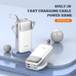 LDNIO PQ30 30000mAh USB-C Fast Charging Power Bank Smart LED Display Built-in Charging Cable Power Bank