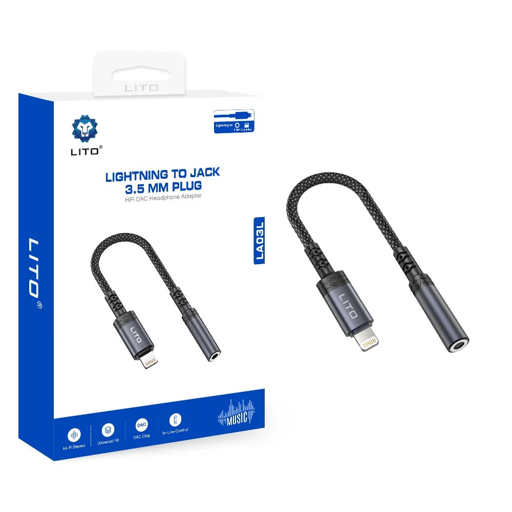 0688dfe4-d08b-4edb-9525-75e9d8ee0435 LITO LA03L Lightning to 3.5mm Jack Audio Adapter | iPhone Headphone Converter - Image 1