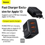 Baseus 30W Compact Quick Fast Charger USB Type C 2x - Black - Image 7