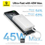 Baseus PicoGo 10000mAh Digital Display 45W Fast Charge Power Bank with Built-in Type-C Cable, Type-C Port, and 22.5W USB-A QC 3.0 Port - Image 5