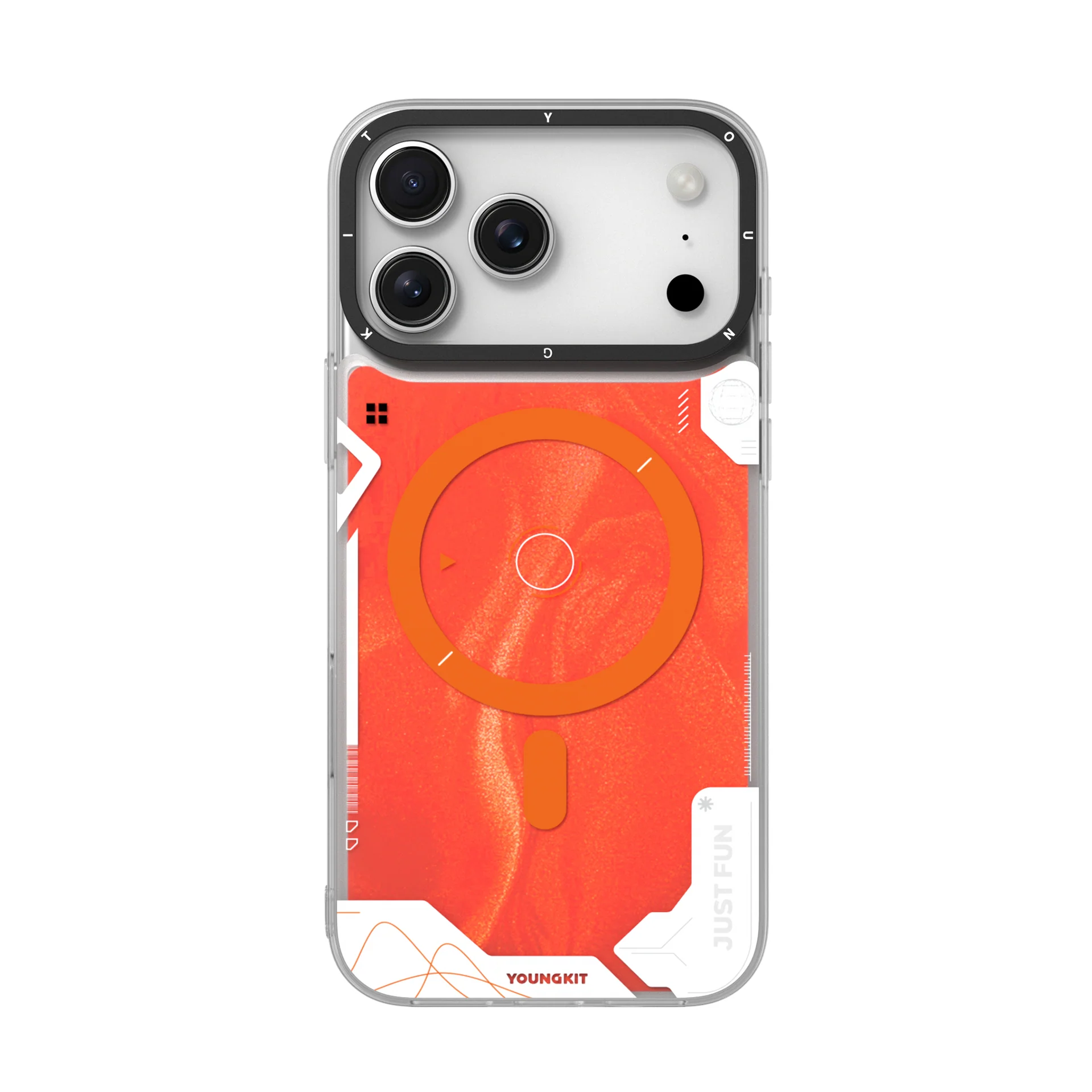 1_788fceae-f10f-41d5-b4cb-8dc76fe30aea iPhone 17 Pro Max Cyberpunk Luminous Quicksand MagSafe Case - Orange - Image 1