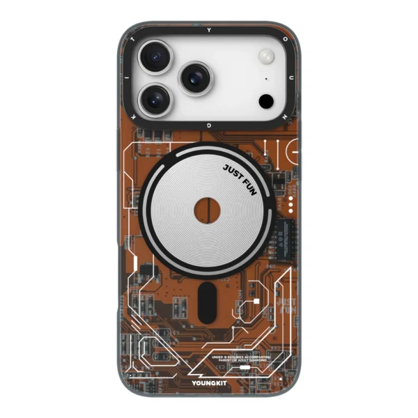 iPhone 17 Pro Max Futuristic Desert Gold Circuit Board MagSafe Case