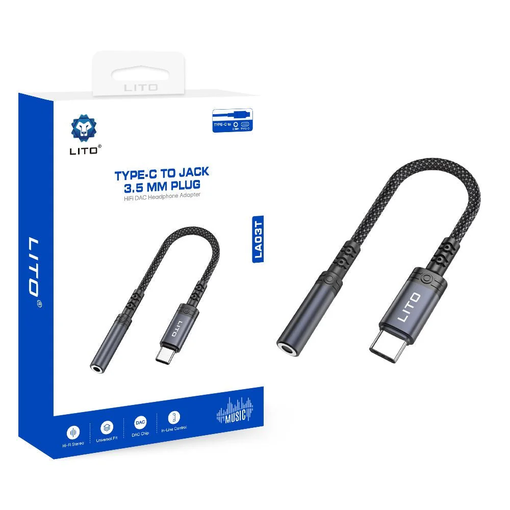 1b9d30b7-50d4-4e85-996c-1c84755c3b6e LITO LA03T Type-C to 3.5mm Jack Audio Adapter | USB-C Headphone Converter - Image 1