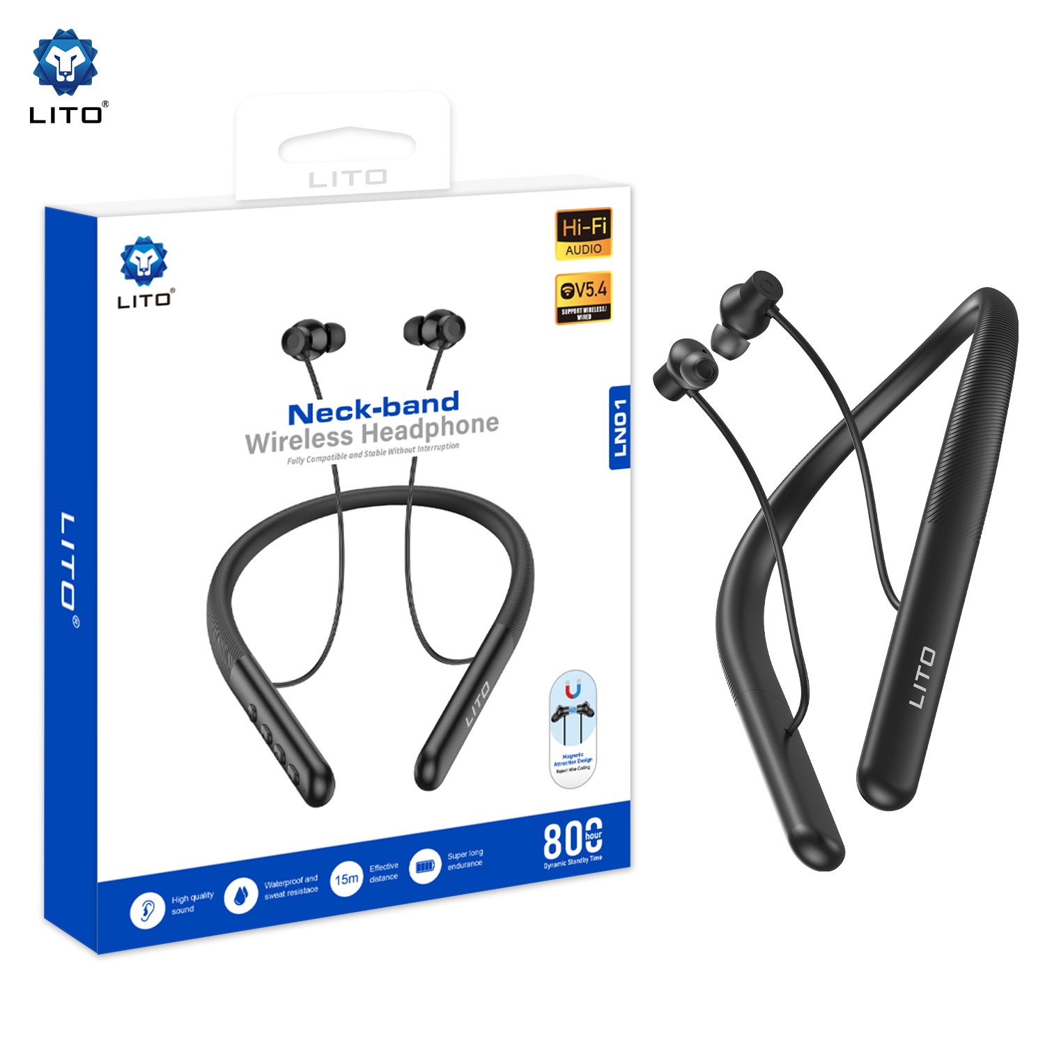 26c4b245-03e4-480a-81ac-9463bce6d966b9fae292-a0cf-4a09-a774-f78ebe07e57a LITO LN01 Magnetic Wireless Neckband Earphones - Image 1