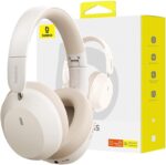 Baseus Bass 35 Max Wireless Headphones Bluetooth 5.3 40mm Bass-Enhancing Diaphragm 50H Over Headset Ultra Low Latency Earphones - Beige - Image 5