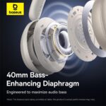 Baseus Bass 35 Max Wireless Headphones Bluetooth 5.3 40mm Bass-Enhancing Diaphragm 50H Over Headset Ultra Low Latency Earphones - Beige - Image 6