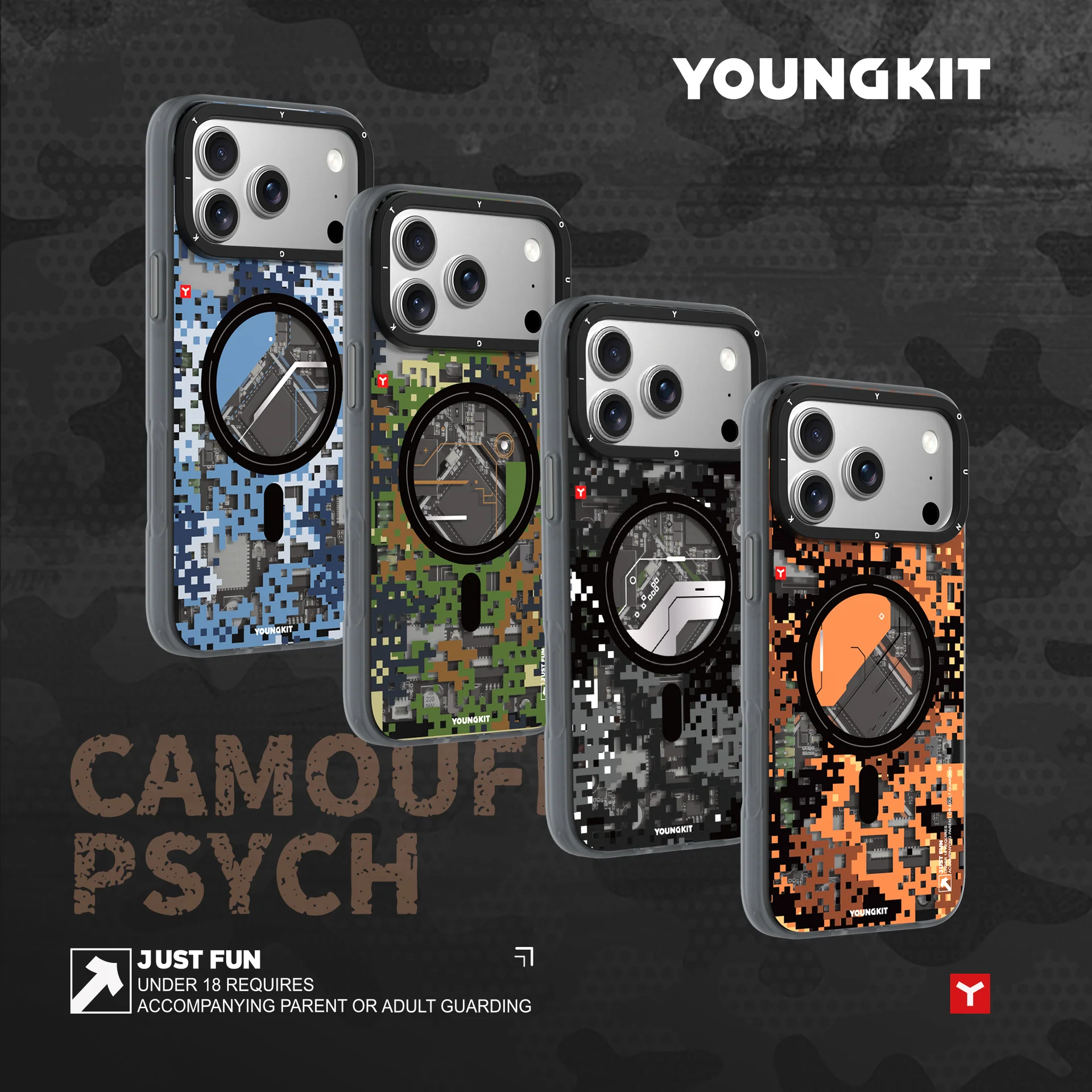 6ba88093e74c25fdeeaac83a415d9d9c_c6d8f3b9-4555-4cd1-af54-177df5d44556 iPhone 17 Pro Max Youngkit Camouflage Circuit MagSafe Case - Image 1