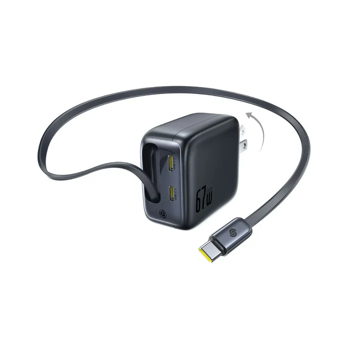 Baseus EnerCore CJ11 67W Fast Charger with Retractable Cable 3C - Image 2