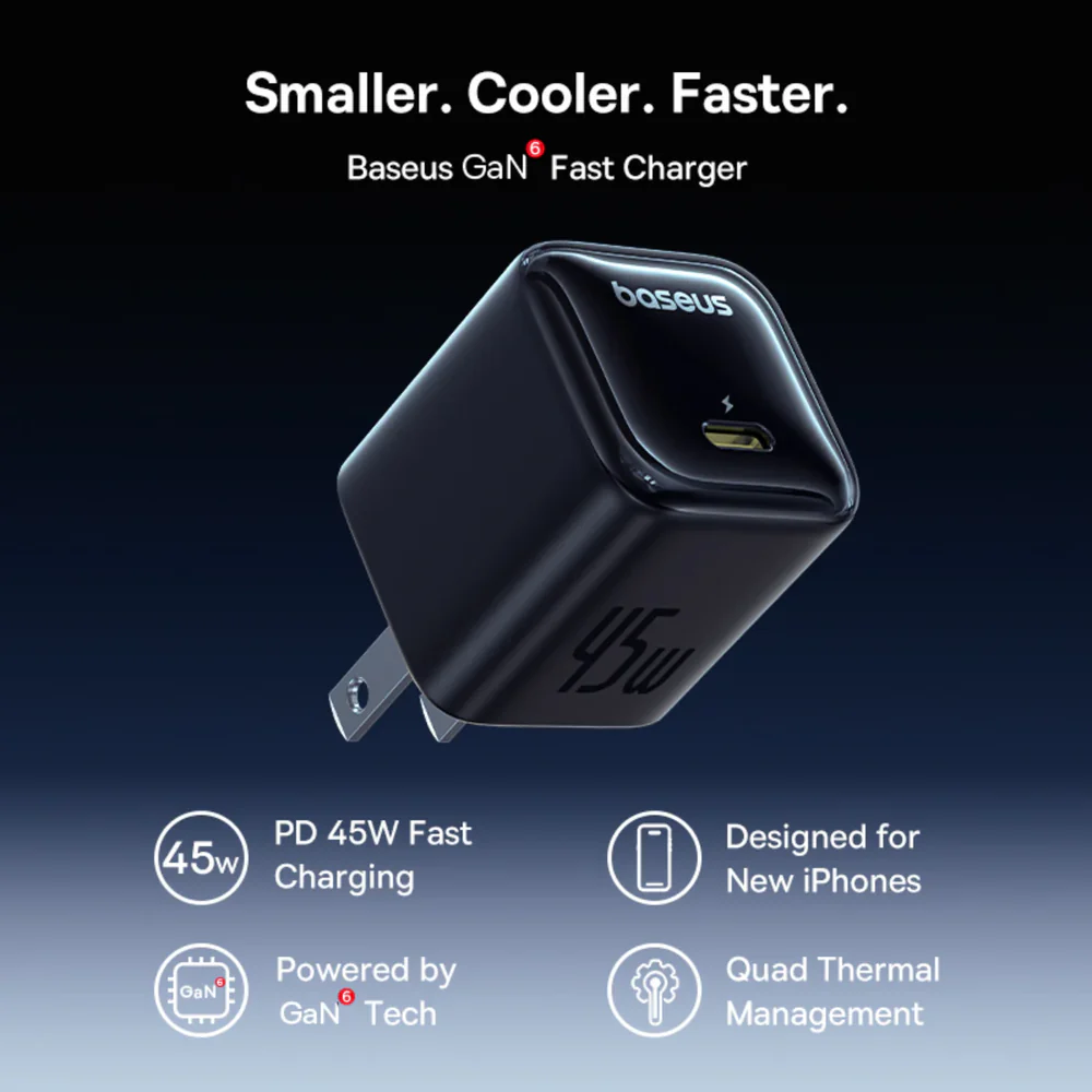 Baseus GaN6 USB-C 45W Charger Pack of 2 With Cable - Image 4