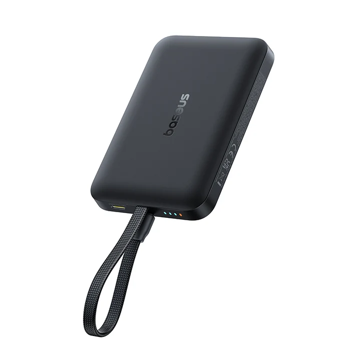 OS_E0028904_EnerFill_FM11_Magnetic_Wireless_Power_Bank_USB-C_30W_10000mAh_N_A_Image_White_background_1 Baseus EnerFill FM11 Magnetic Wireless 15W Power Bank with Built-in USB-C Cable 10000mAh - Cosmic Black - Image 1