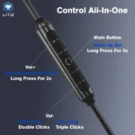 Lito LF04T Type-C Stereo Earphones High-Quality Wired Audio with Built-In Mic - Image 2