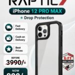 iPhone 12 Pro Max Raptic Drop Protection Clear Case - Black/Clear