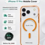 iPhone 17 Pro Premium Protection Orange Clear MagSafe Case